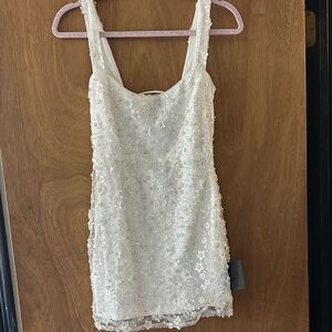 Lulu's White Sequin Mini Dress